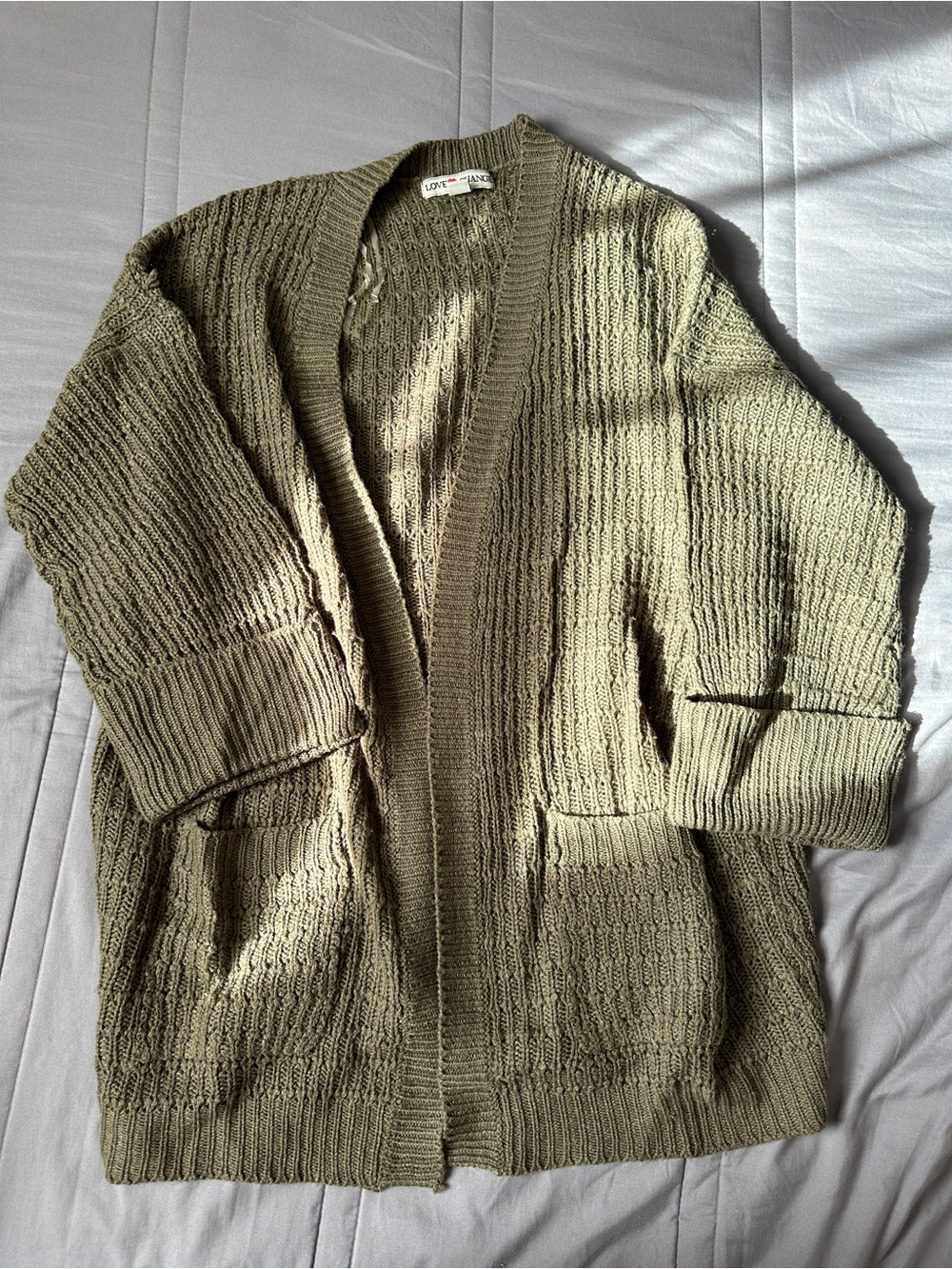 Olive Green Open-Front Women's Cardigan